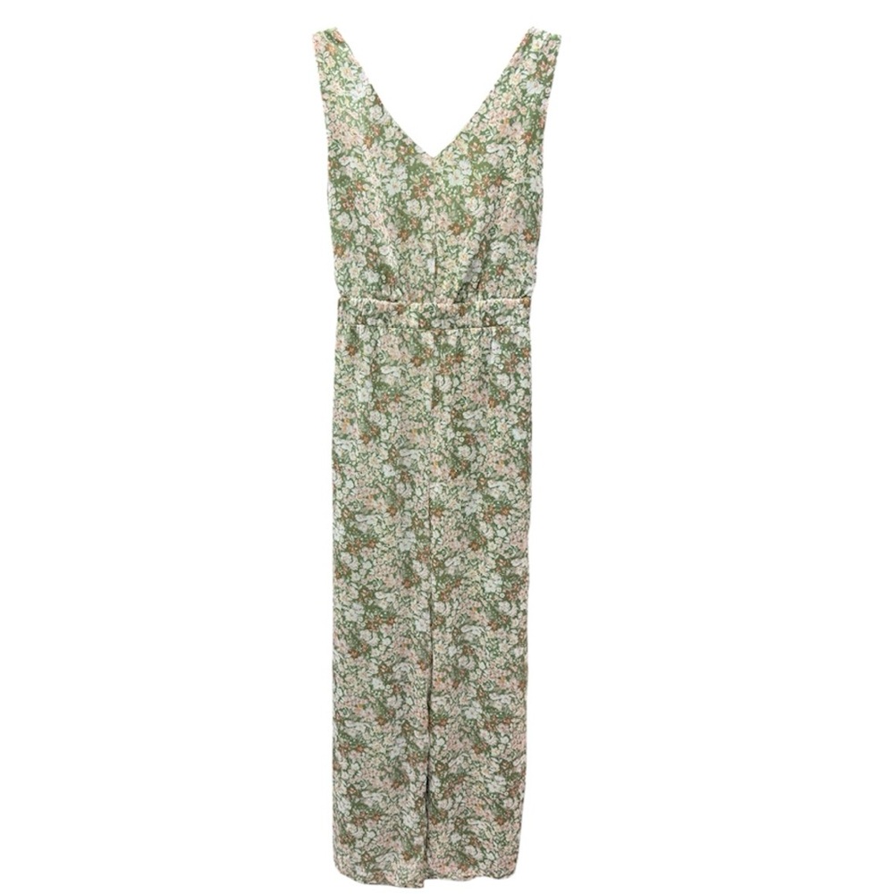 SAGE The Label Green Floral Reversible Tie-Front Wide Leg Jumpsuit Size Medium - Picture 3 of 12